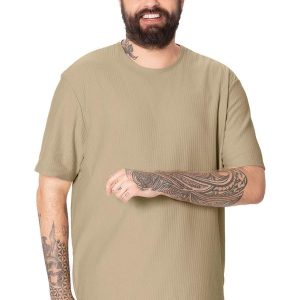 Camiseta em Moletom Texturizado Plus Areia