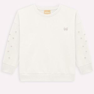 Casaco Infantil com Pérolas Milon Off White
