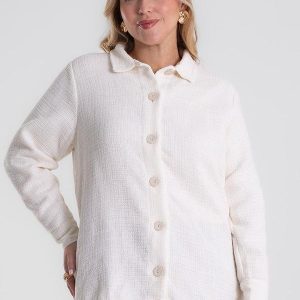 Casaco Tweed Plus Size Bege