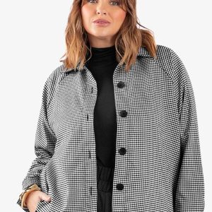 Casaco Xadrez Plus Size Preto