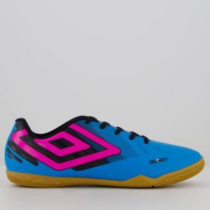 Chuteira Umbro Action Futsal Azul e Rosa