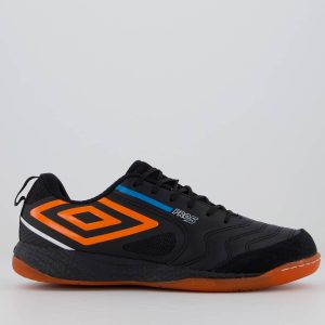 Chuteira Umbro Pro 5 Bump Futsal Preta e Laranja