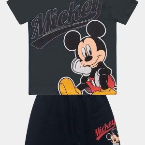 Cj.Camiseta/Bermuda Mickey Cinza