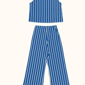 Cj.Regata Cropped/Calca Wide Azul