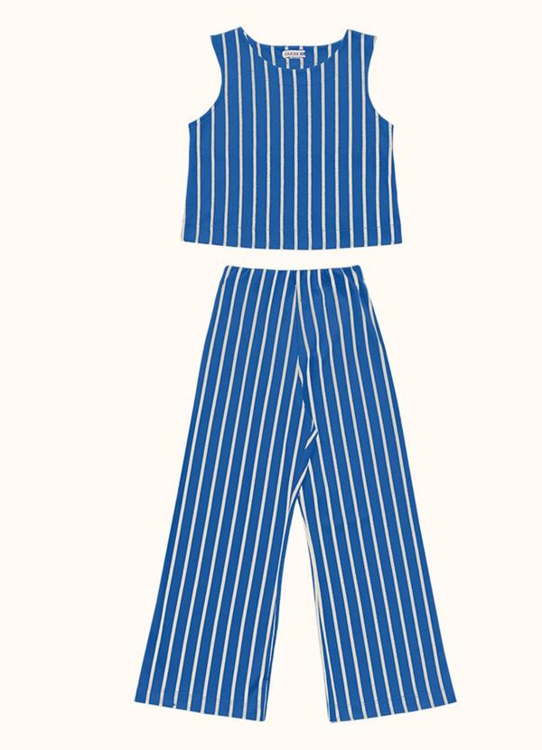 Cj.Regata Cropped/Calca Wide Azul