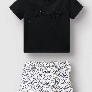 Conjunto Be Happy Bordado Preto