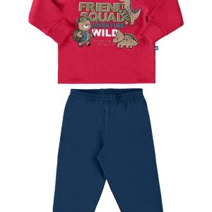 Conjunto Bebê Blusão e Calça em Moletom Vermelho