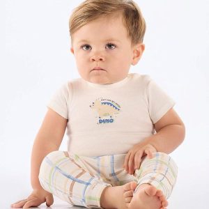 Conjunto Bebê Body e Calça Xadrez Branco