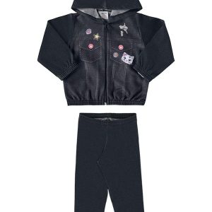 Conjunto Bebê Jaqueta e Legging Jeans Baby Preto