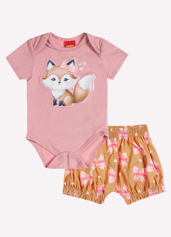 Conjunto Bebê Menina Raposa Rosa