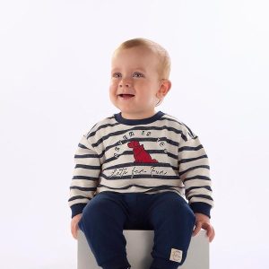 Conjunto Bebê Menino Blusão Listrado Azul