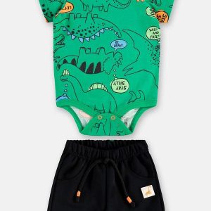 Conjunto Bebê Menino Body e Bermuda Verde