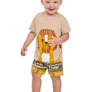 Conjunto Bebê Menino Interativo Leão Bege