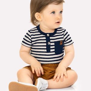 Conjunto Bebê Menino Listrado Marinho