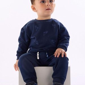 Conjunto Bebê Menino Moletom Estampado Azul
