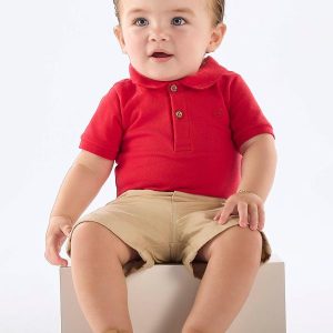 Conjunto Bebê com Body e Bermuda Vermelho