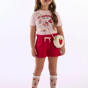 Conjunto Blusa Estampada Short Rosa