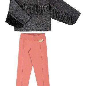 Conjunto Blusa Malha e Calça Moletinho Preto