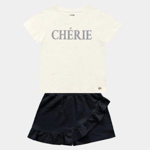 Conjunto Blusa e Short Saia Bege