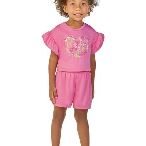 Conjunto Blusa e Shorts em Newtech Rosa