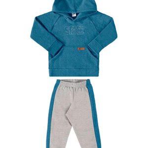Conjunto Blusão Boucle e Calça Moletom Azul