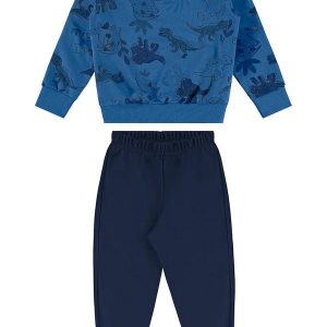 Conjunto Blusão Dinos e Calça Azul