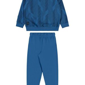 Conjunto Blusão Listrado e Calça Azul