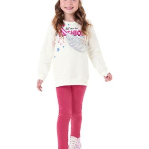 Conjunto Blusão Moletom e Legging Fashion Bege