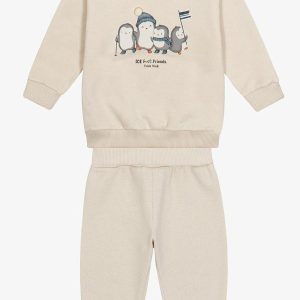 Conjunto Blusão com Calça Felpado Bege