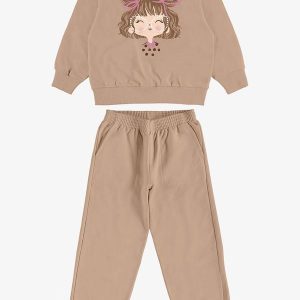 Conjunto Blusão com Calça Feminino Marrom