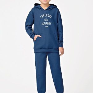 Conjunto Blusão com Capuz e Calça Azul