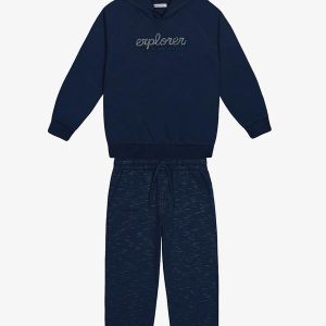 Conjunto Blusão com Capuz e Calça Azul