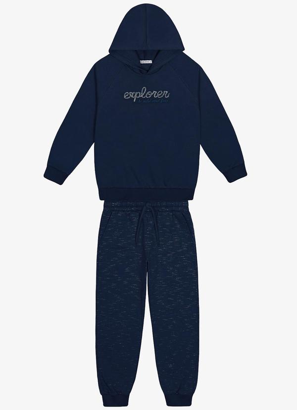 Conjunto Blusão com Capuz e Calça Azul
