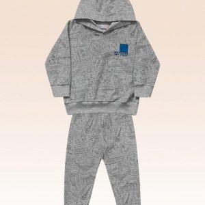 Conjunto Blusão com Capuz e Calça Cinza