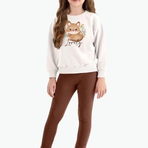 Conjunto Blusão com Legging Feminino Bege