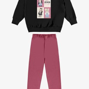 Conjunto Blusão com Legging Feminino Preto