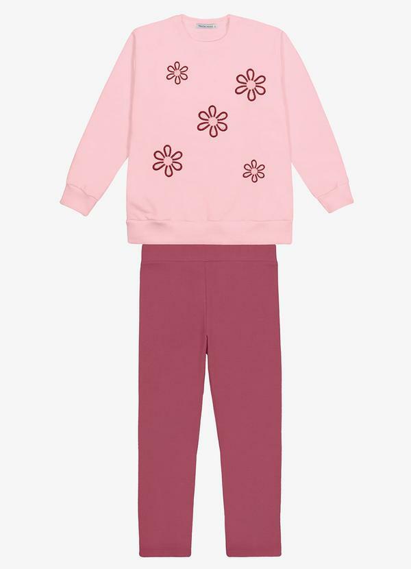 Conjunto Blusão com Legging Moletom Rosa