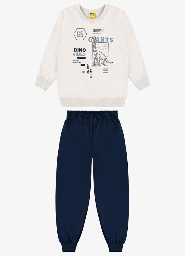 Conjunto Blusão e Calça Moletom Bege