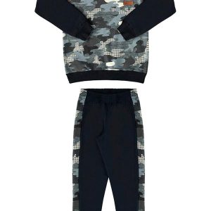 Conjunto Blusão e Calça Moletom Camuflado Preto