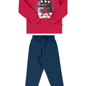 Conjunto Blusão e Calça Moletom Hockey Vermelho