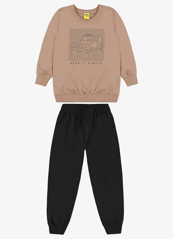 Conjunto Blusão e Calça Moletom Sarjado Marrom