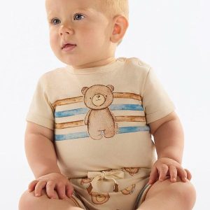 Conjunto Body e Short Bebê Menino Bege