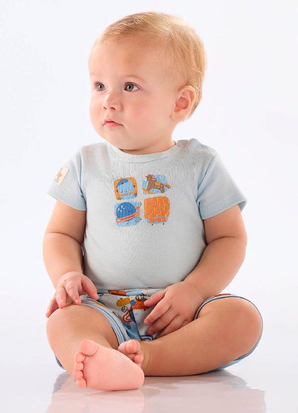 Conjunto Body e Short para Bebê Azul