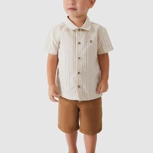 Conjunto Camisa Listrada Menino Off White