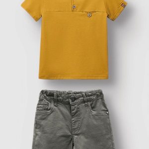 Conjunto Camisa Menino Amarelo Mostarda