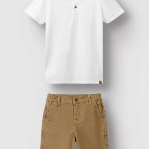 Conjunto Camisa Polo com Sarja Branco