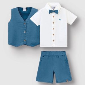 Conjunto Camisa com Bordado Menino Branco