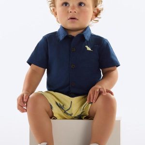 Conjunto Camisa e Bermuda Bebê Azul