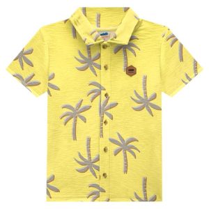Conjunto Camisa e Bermuda em Moletinho Amarelo