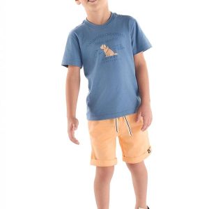 Conjunto Camiseta Bermuda Ajustável Azul